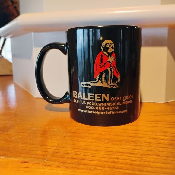 Baleen Los Angeles Black Ceramic Monkey Mug Hotel Protofino - Picture 3 of 6